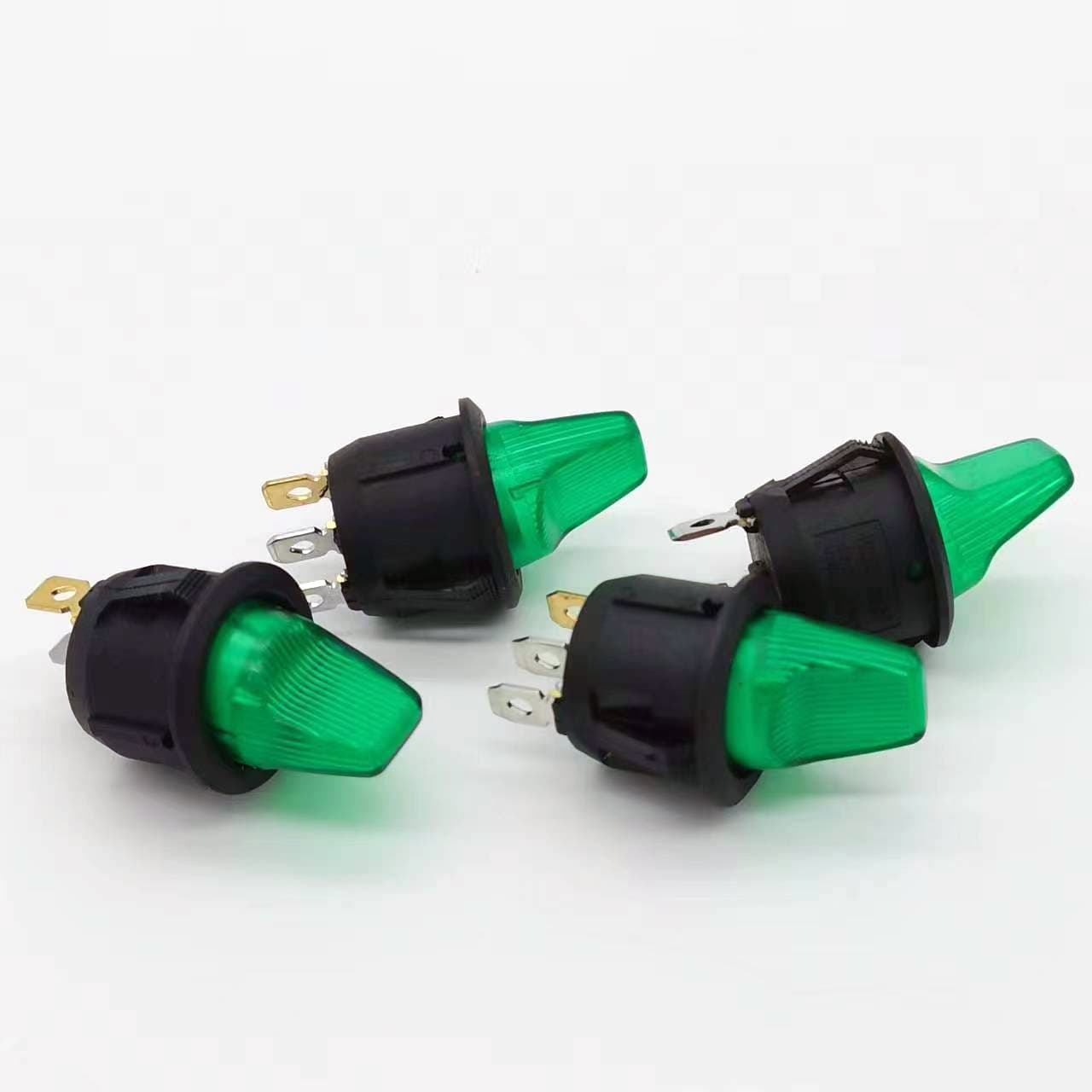 Round 3-pin illuminated rocker switch, long-handle 12V LED boat-type switch