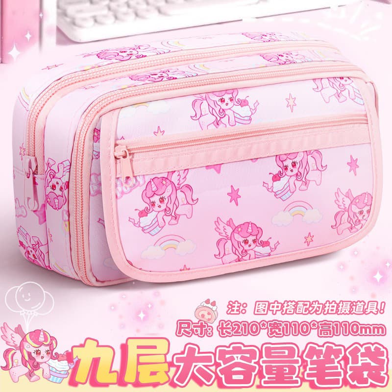 9-Layer Large Capacity Pencil Case for Students, Stylish Flip-Top Pen Box for Girls, New for Middle and High School Students