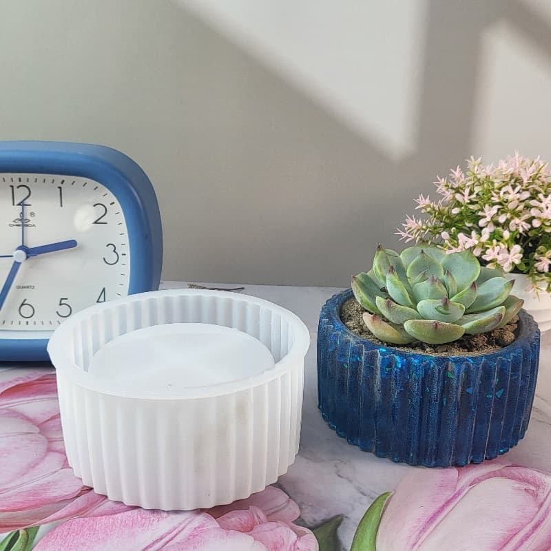 Z0001 50° Geometric Striped Flower Pot Crystal Resin Mold Silicone Mold DIY Decorative Silicone Mold