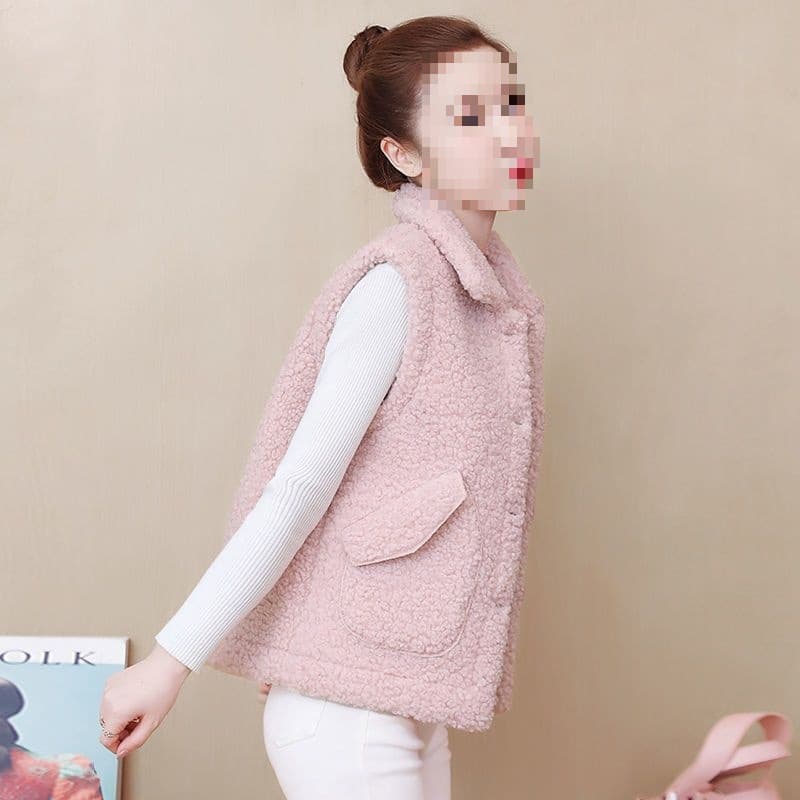 Fleece-lined vest women faux shearling autumn and winter new style Korean loose fur integrated warm vest women