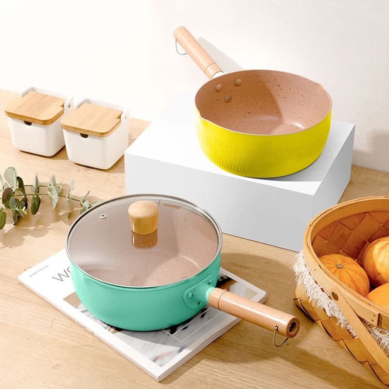 Japanese-style snow pan non-stick instant noodle pot, infant snow pan food pot, household small soup pot, marble milk pot