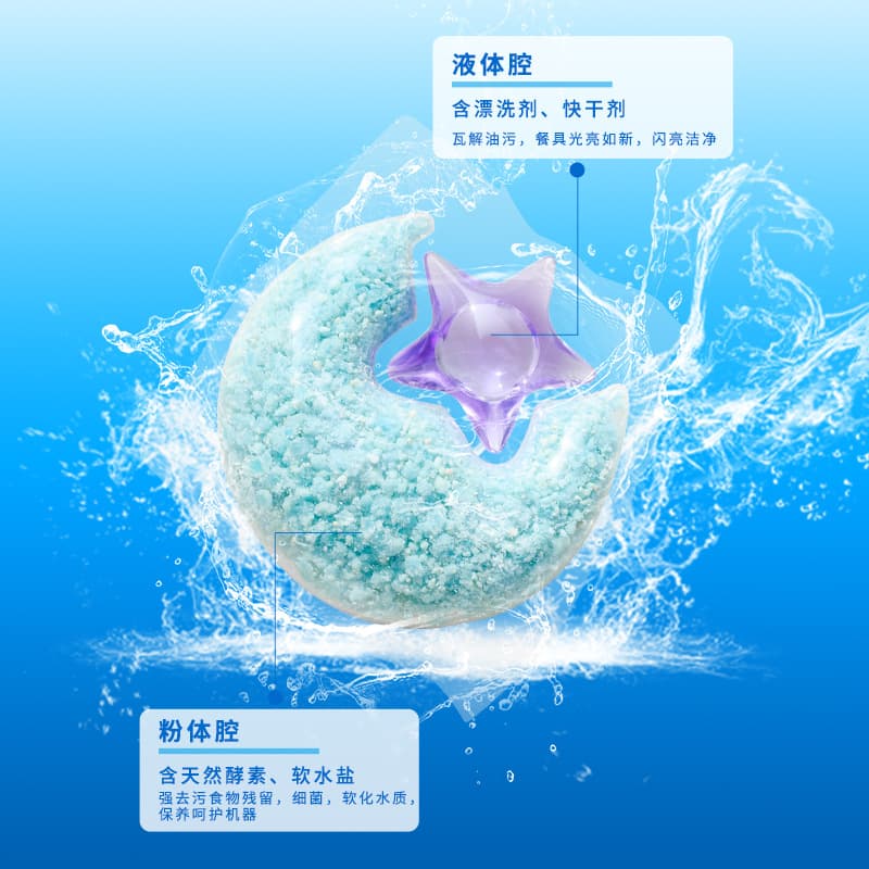 Jingliang dishwasher special dishwashing beads detergent dishwashing block dishwashing salt powder four-cavity powder-liquid mixed dishwashing beads