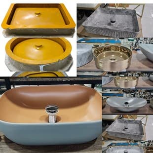 Large Cement Silicone Mold Round Rectangular Concrete Handmade Washbasin Silicone Mold