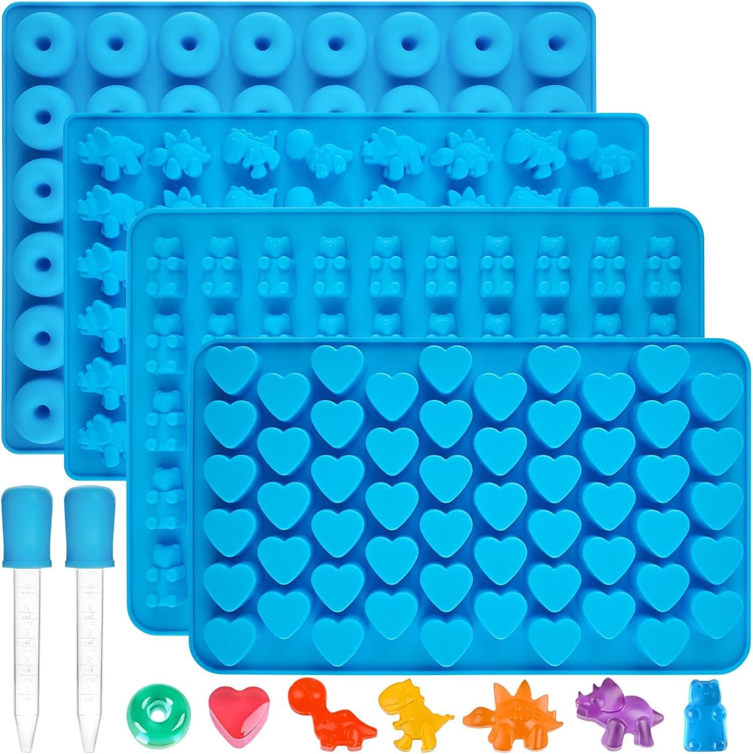 48-Cavity Dinosaur Heart Resin Mold, 50-Cavity Bear Chocolate Donut Gummy DIY Silicone Mold