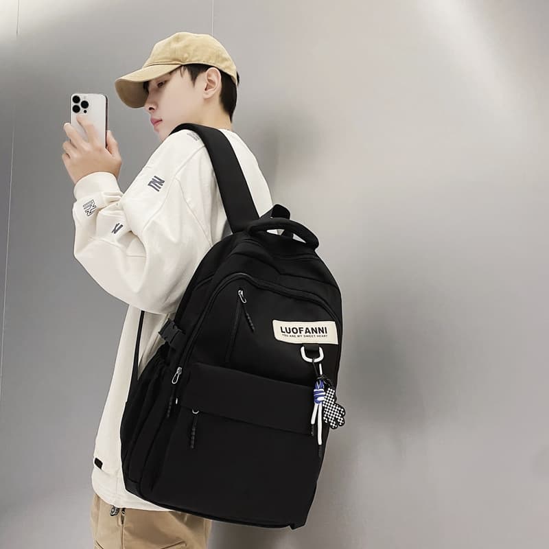 Simple Backpack for Male College and High School Students, Large Capacity, Unisex School Style Korean Version Couple Backpack
