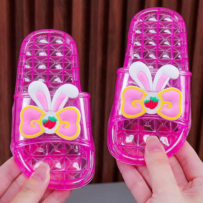 Summer Fashion Cartoon Kids' Crystal Clear Indoor Slippers, Non-slip, Odor-resistant, for Girls
