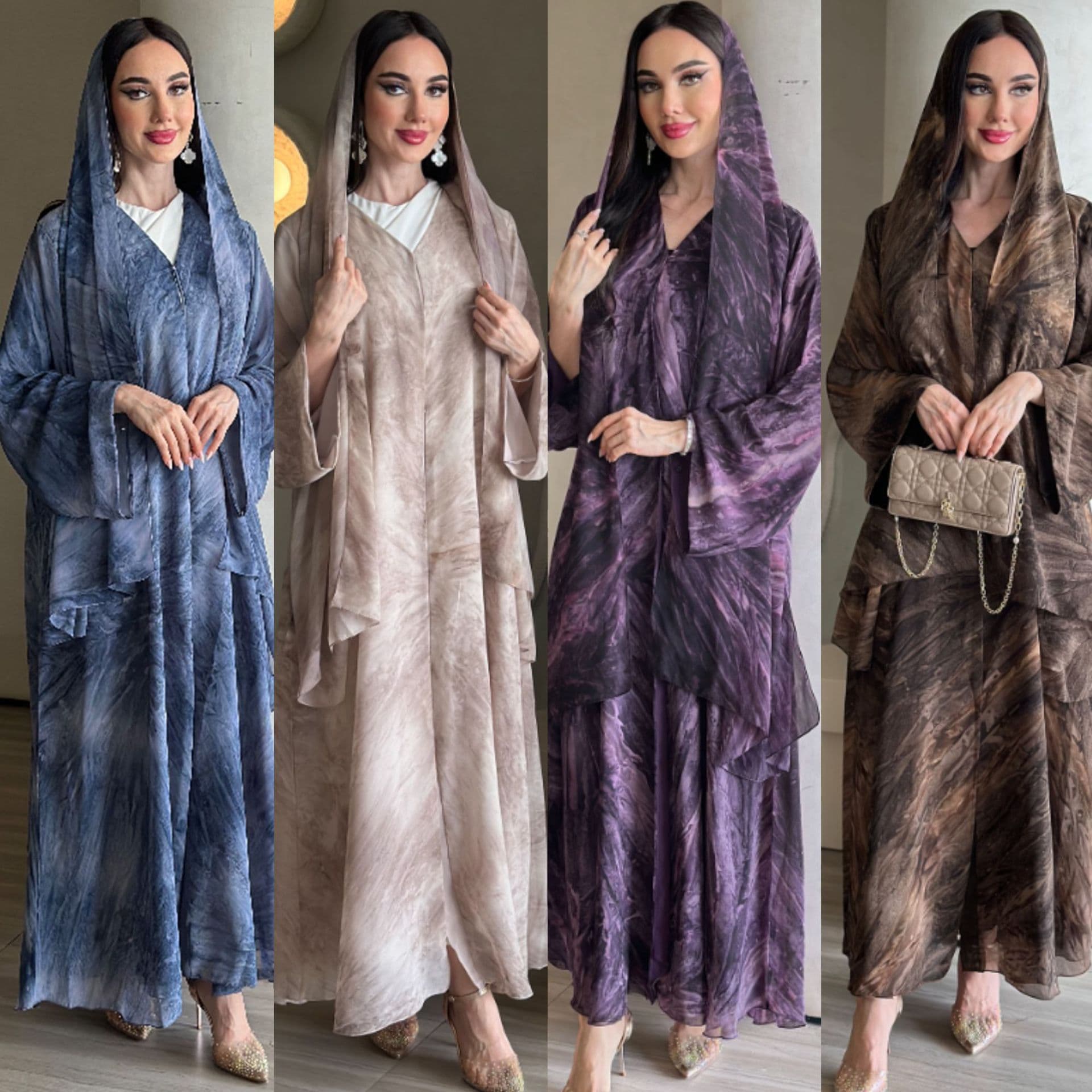 Loriya Printed Cardigan and Headband Set Plus Size LR1030