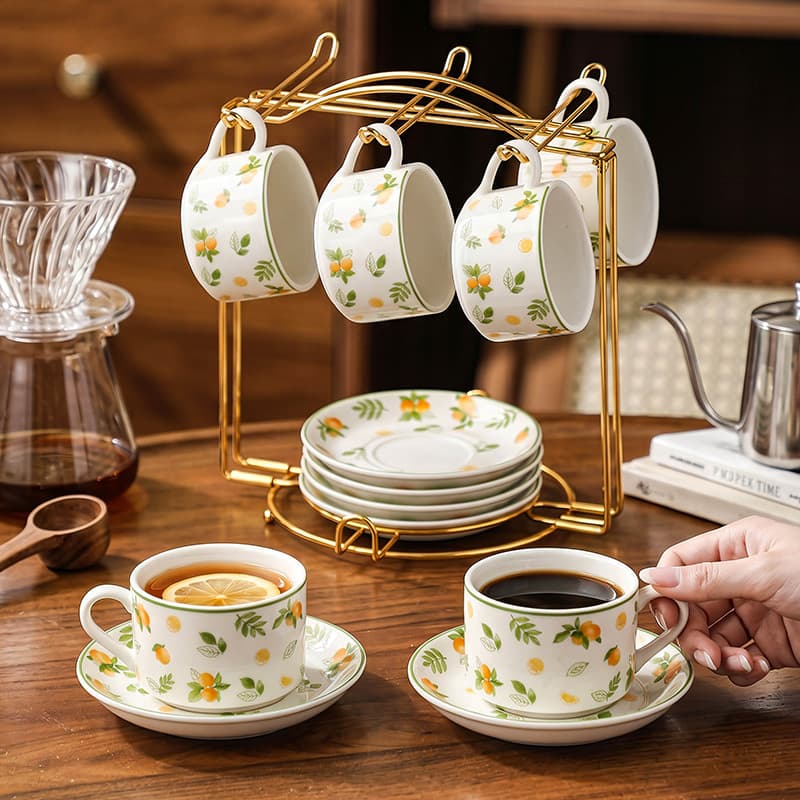 Minimalist Ins-style Ceramic Coffee Cup and Saucer Set, Home Breakfast Cup, European-style High-end Afternoon Tea Set Wholesale