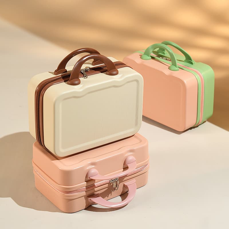 Suitcase 14-inch suitcase cosmetic case companion gift box portable macaron contrasting color travel case storage box