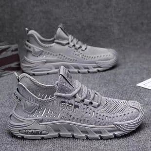 Cross-Border Summer New Mesh Breathable Men's Casual Shoes Trendy Versatile Hollow Single Shoes Solid Color Slip-On Shoes
