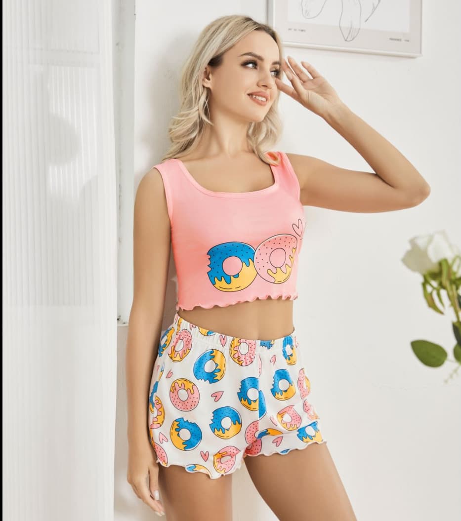 Women's Summer Sleepwear Set: Vest and Shorts Pajama Set, Sweet and Sexy Nightwear for Amazon US/EU Market