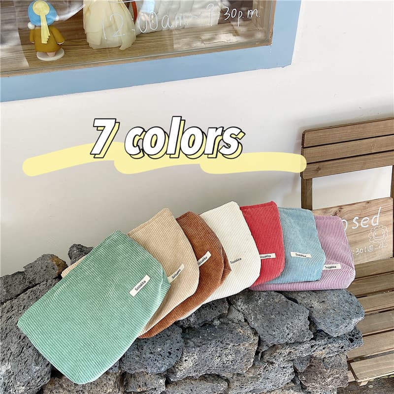 13161 Corduroy Cosmetic Bag Women Ins Style Large Capacity Lipstick Makeup Change Mobile Phone Portable Clutch