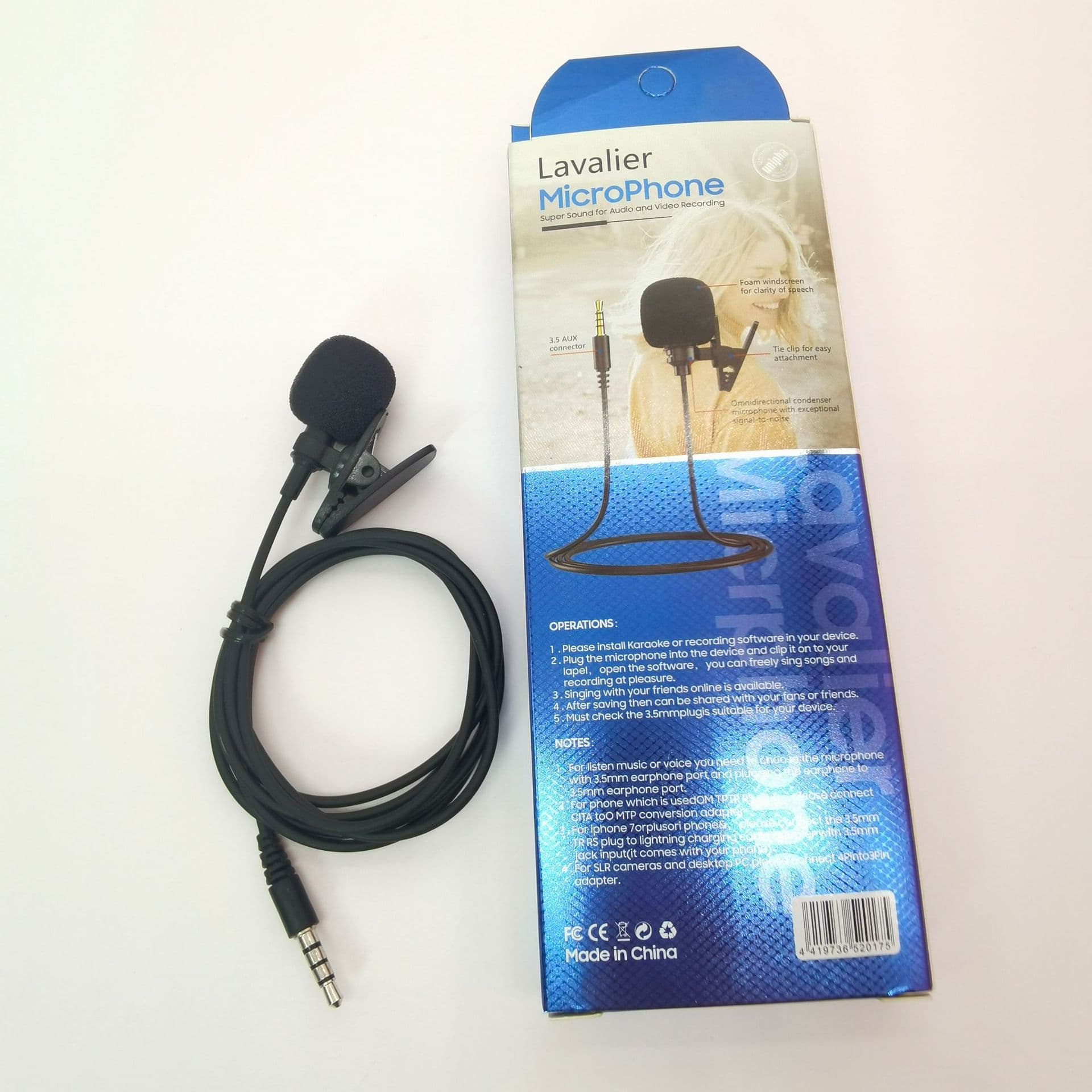 Portable Clip-On Microphone Mini Plastic Video Mic with 1.5m Cable Professional Live Broadcast Microphone High SNR Wide Frequency Response