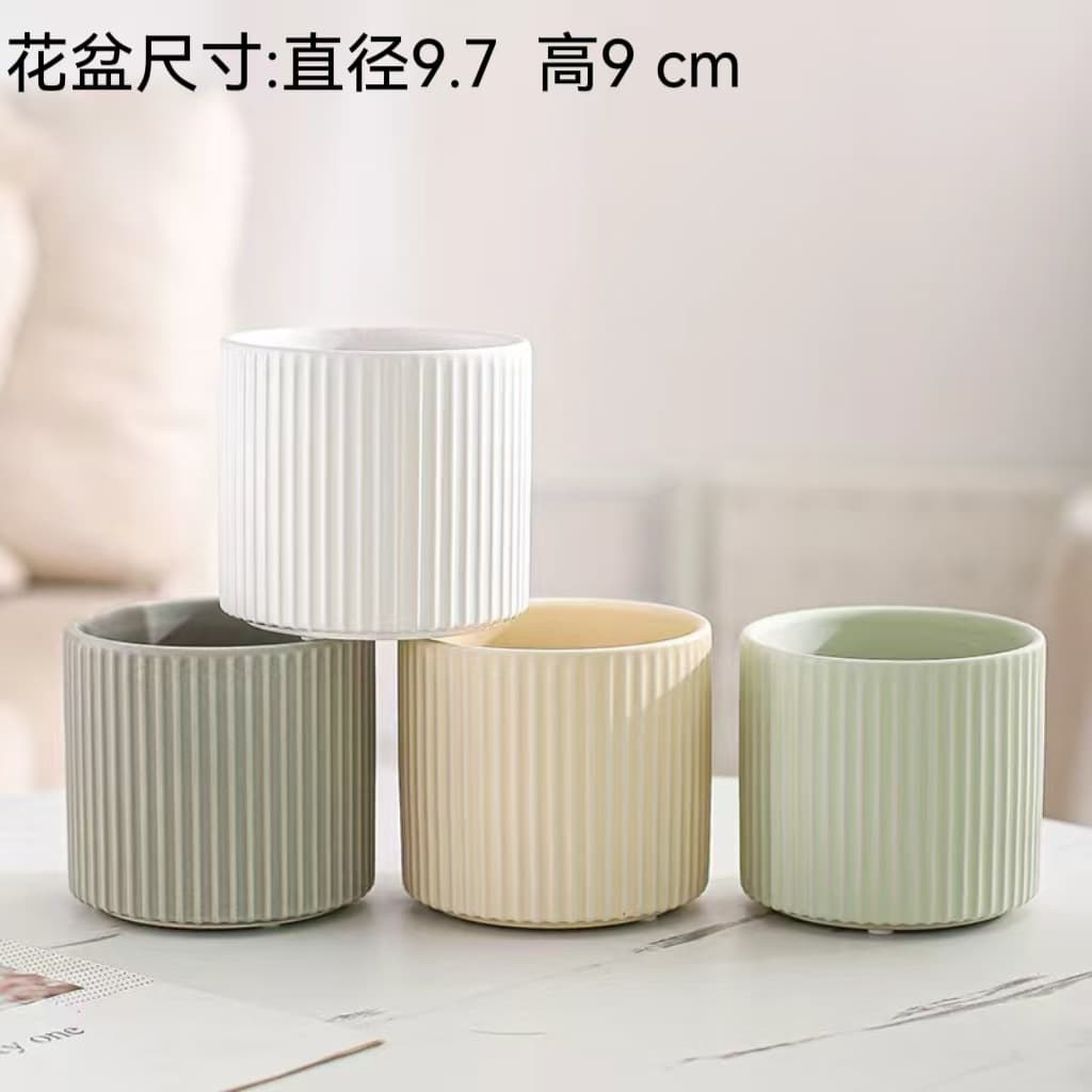 Ceramic Flower Pot Macaron Simple Modern Desktop Green Plant Pot Amazon Cylindrical Planter Cross-border Wholesale