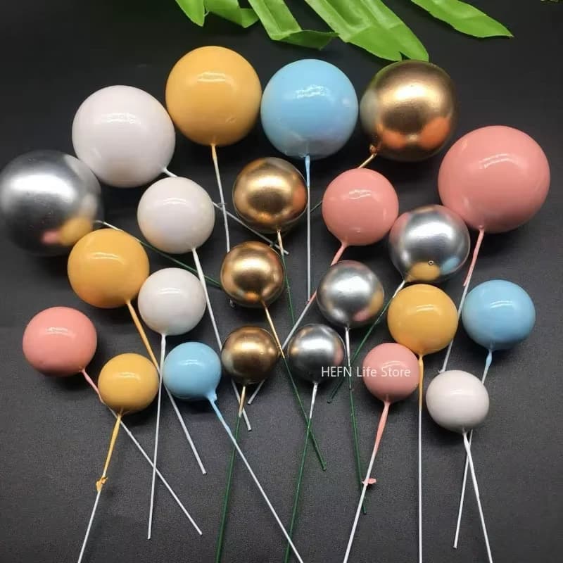 Golden ball cake decorations, colorful ball party ornaments, baking cake plugs, children's day birthday toppers, in stock.