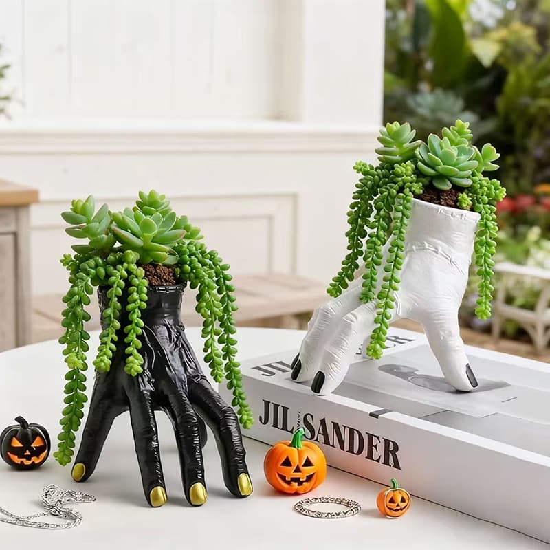 Cross-Border Horror-Themed Succulent Green Plant Small Flower Pot Office Desktop Decoration High-End Home Decor Ornament