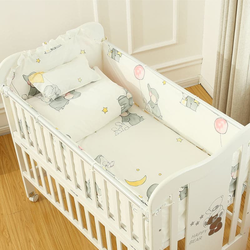 100% Cotton Baby Bed Rail Guard Anti-Fall Infant Bed Bumper Pure Cotton Soft Padding Protection 4/5/6-Piece Set Factory Direct