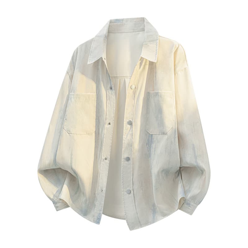 2026 spring and autumn new style tie-dye shirt new coat autumn and winter trendy brand corduroy cross-border jacket top for men