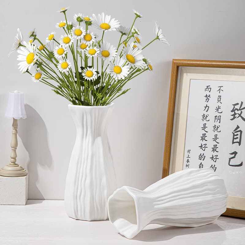 Factory direct sales imitation ceramic plastic vase cream style living room table water vase decorative flower ornaments