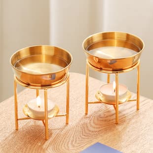 2024 Four-Leg Stainless Steel Bowl Gold Aromatherapy Burner Essential Oil Heating Lamp Home Wax Melt Lamp Amazon Export