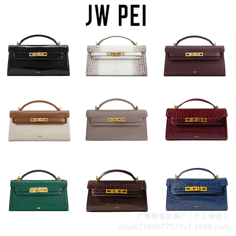 JWPEI Kelly bag Cleo imitation crocodile embossed hand-held square bag one-shoulder cross-body small square bag for women 2T321