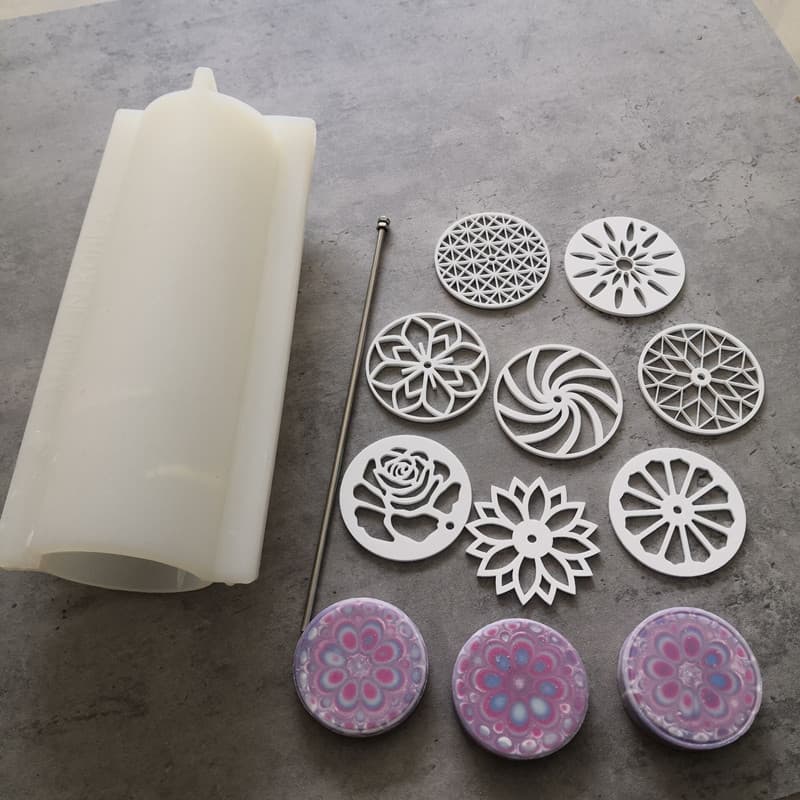 DIY handmade soap silicone large cylindrical mold, supporting 8 flowers, 1 rod L, diameter 7.2CM