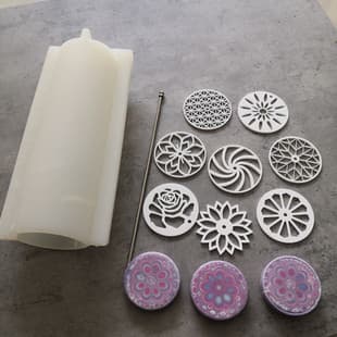 DIY Handmade Soap Silicone Large Cylinder Mold Set with 8 Flowers 1 Rod L Diameter 7.2CM