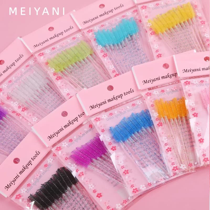 Disposable Crystal Rod Eyelash Brush Spiral Curved Eyebrow Comb Lash Tool Transparent Makeup Brush