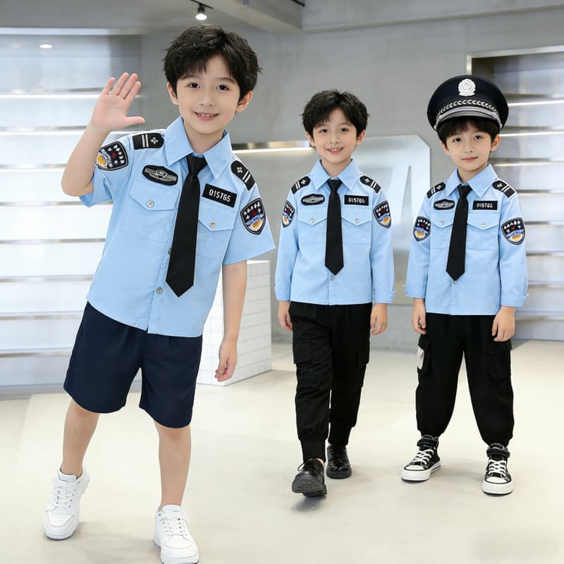 Children's 2026 New Summer Children's Police Uniforms Little Police Officer Costumes Role Play Uniforms Police Style