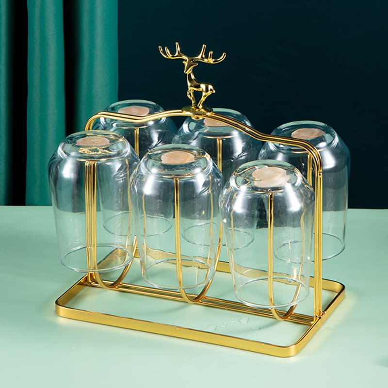 Iron Cup Holder Luxury Glass Storage Rack Household Hanging Drying High Aesthetic European Minimalist Home Decor