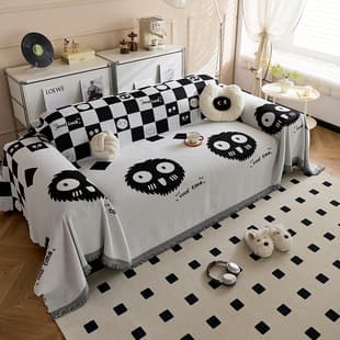 Chenille Sofa Cover, Cute Cartoon Pom Pom Sofa Cloth, Full Coverage Sofa Slipcover, Four-Season Universal Sofa Cushion