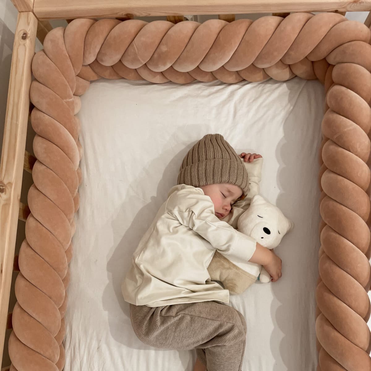 Ins-style 5-strand braided crib bumper rope, baby bed guardrail, toddler bed pillow