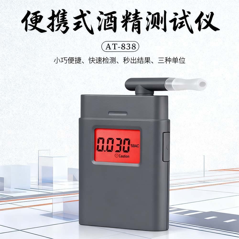 AT-838 Portable Alcohol Detector with Switchable Three Measurement Units, Optional/Separate Mouthpiece Purchase