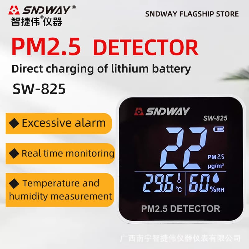 SNDWAY Air Quality Detector SW825 Home Environment PM2.5 Monitor for Dust, Haze, Temperature, and Humidity