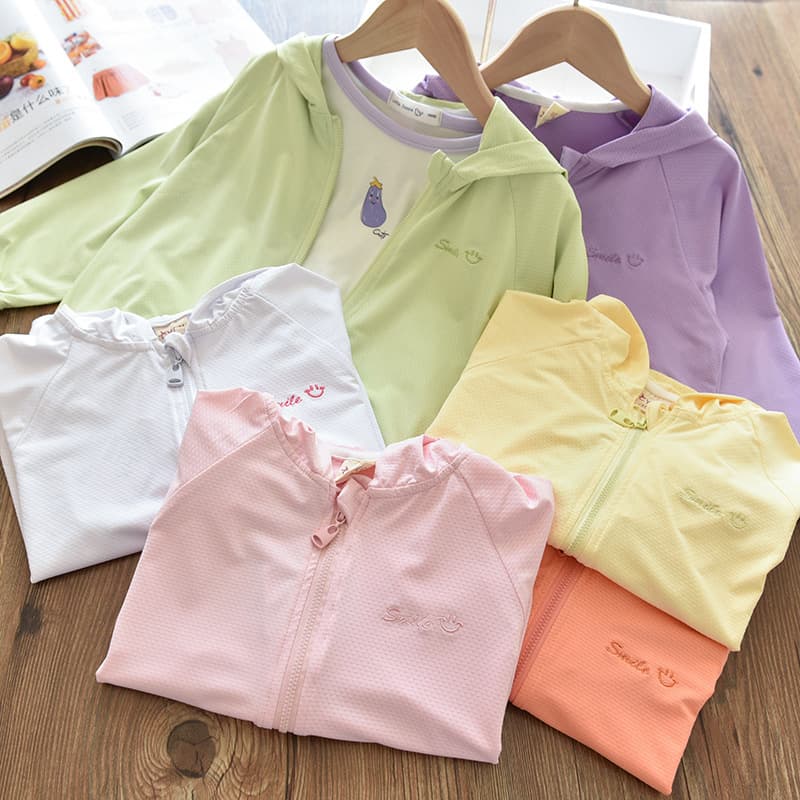 UPF50+ Children's Sun Protective Clothing Summer Unisex Anti-UV Lightweight Ice Silk Jacket for Kids