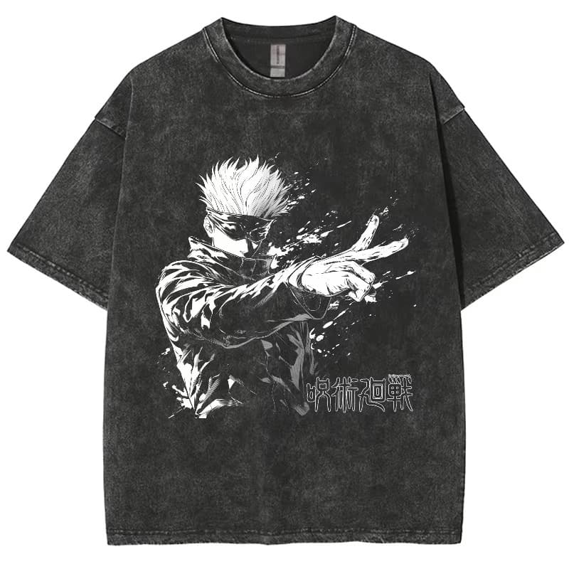 Anime Jujutsu Kaisen Gojo Satoru T-Shirts Washed Men Women C