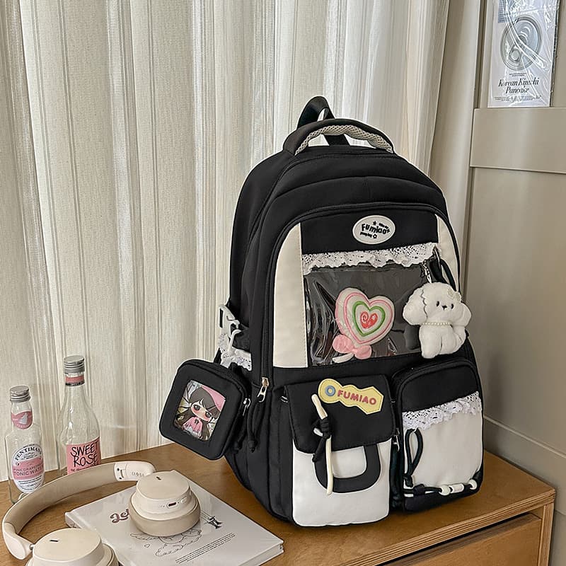 Japanese Style Ita Bag Large Capacity Student Backpack Women Cute Color Block Schoolbag Middle School Student Backpack Trendy
