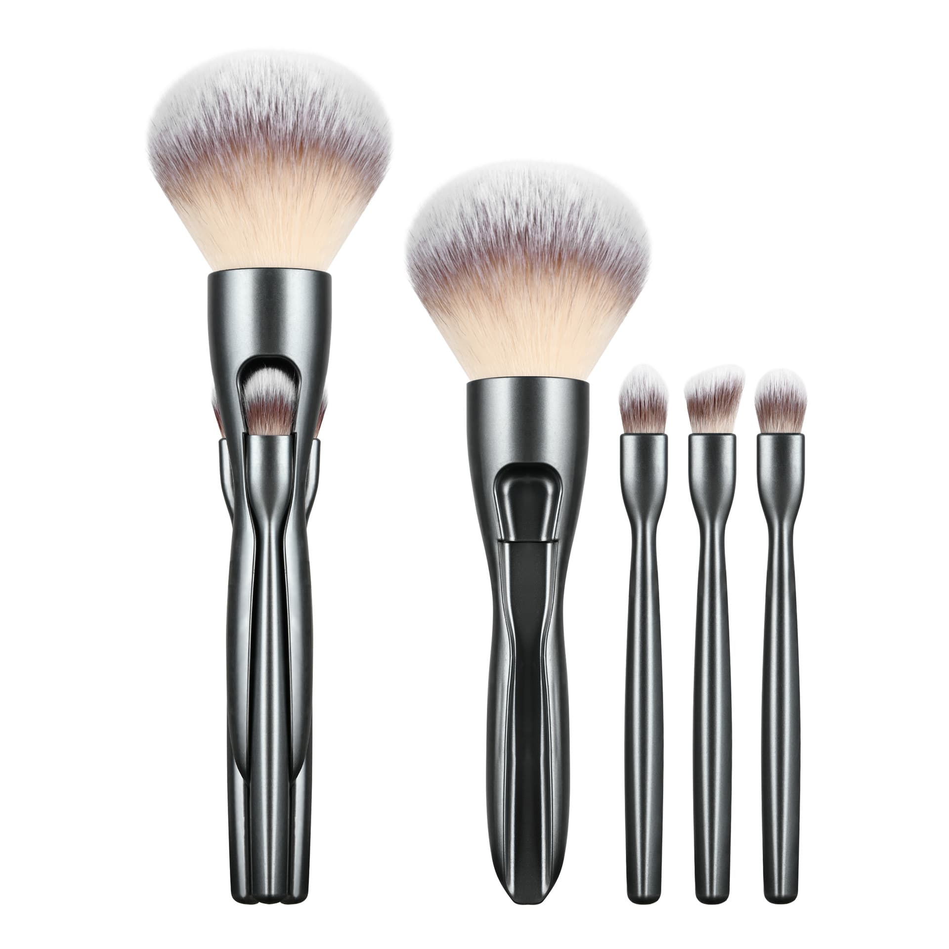 Hot Selling Factory Supply 4-in-1 Magnetic Makeup Brush Set with Bag Powder Brush Eye Brush Portable Travel Makeup Brush