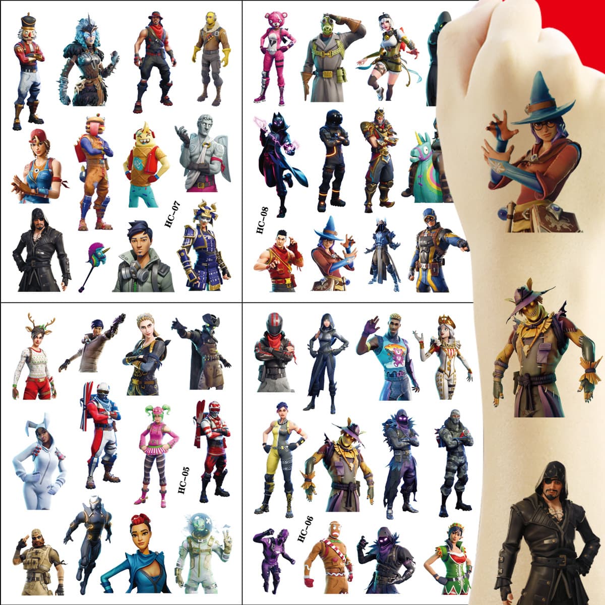 Cross-border New Fortnite Game Tattoo Sticker, Cartoon Temporary Tattoo for Kids, Water Transfer, Disposable Decal