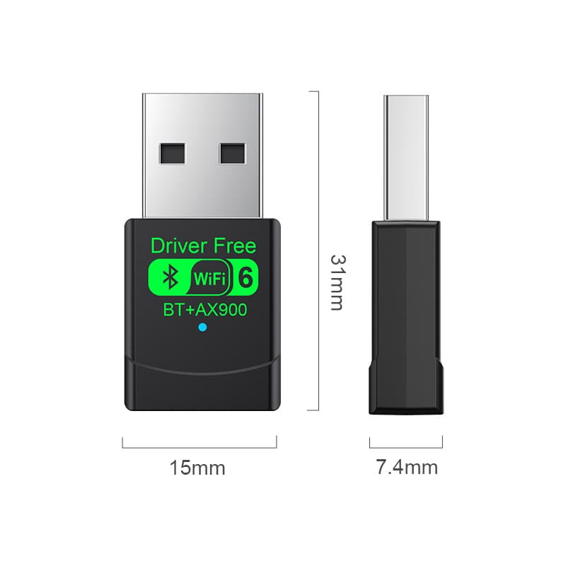 WiFi 6 Dual-Band Wireless Adapter AX900 Driverless Bluetooth WiFi 2-in-1 USB WiFi Receiver