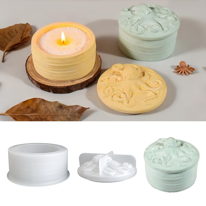 Octopus Storage Box Octopus Storage Jar Resin Silicone Mold, DIY Epoxy Octopus Gypsum Candle Cup Mold