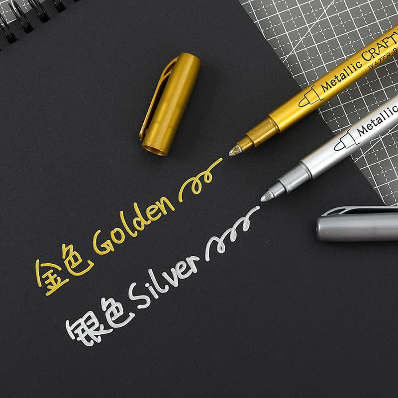 Guangna 550 Metal Marker Pen, Gold and Silver Sign-in Pen, English Packaging, DIY Black Card Photo Album Doodle Marker Pen