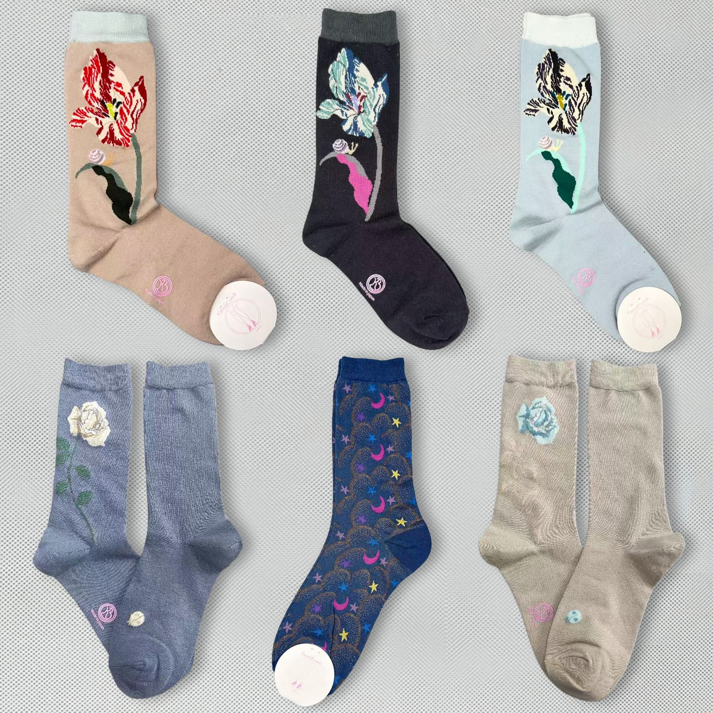 Women's Korean-style Long Socks, Ins Fashionable and Versatile Autumn/Winter Colorful Floral Mid-Calf Socks, Japanese Cute Style Student Socks