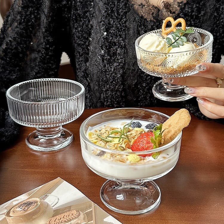 Ins-style ice cream ball cup glass yogurt bowl tall dessert bowl stylish ice cream milkshake pudding mousse cup