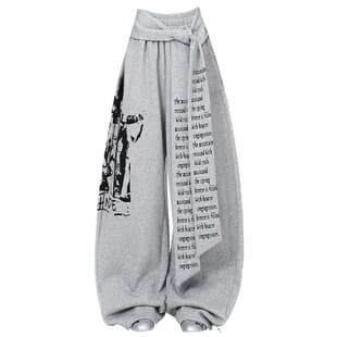 2025 Autumn Winter Street Vintage Lace-Up Layering Saber Print Sweatpants for Women Plus Size Jazz Street Dance Wide-Leg Pants