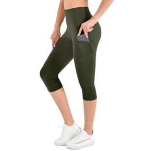 Amazon High-Waist 7/8 Yoga Leggings with Phone Pocket, High-Stretch Nude-Feel Compression Capris for Women