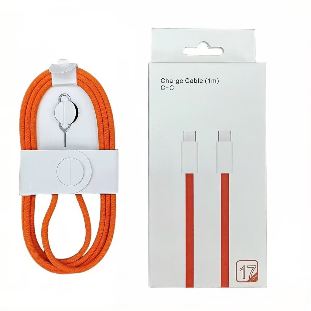 Compatible with Apple 17 Fast Charging Cable Dual USB-C Type-C 15/16 Braided 60W Orange Charging Cable Factory Direct