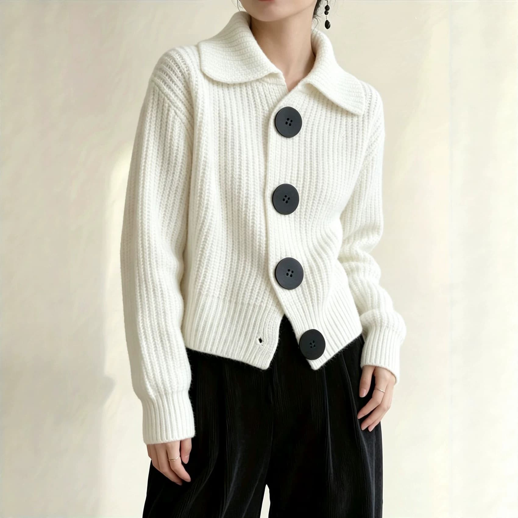 European and American new cross-border women's loose Korean style fashion casual large lapel knitted cardigan women's large size sweater jacket