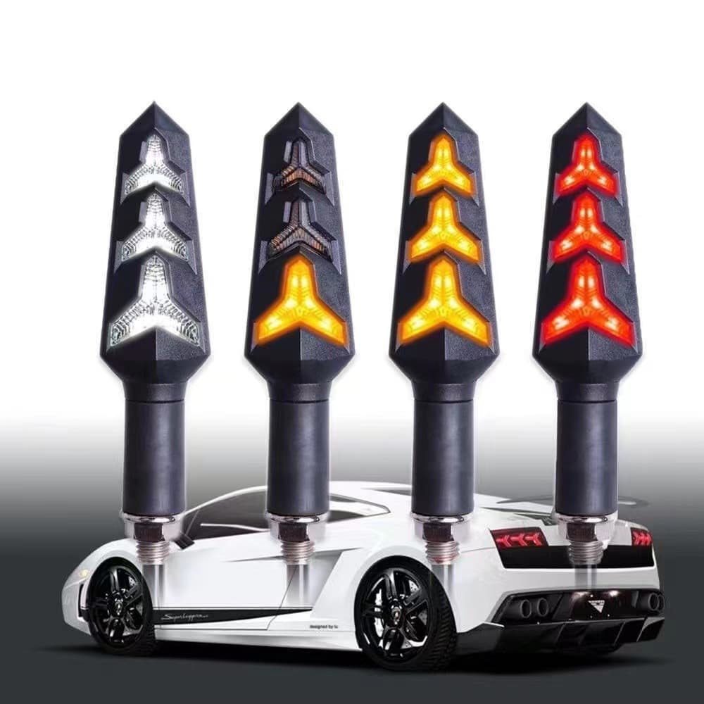 Motorcycle Electric Vehicle Fishbone LED Sequential Turn Signal Light Daytime Running Light Position Light for 12V