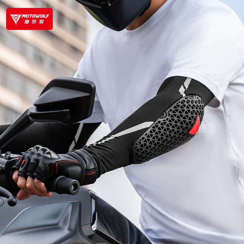 Motorcycle summer outdoor riding anti-fall and anti-collision elbow pads high elastic breathable sun protection elbow pads TPE protective shell elbow pads